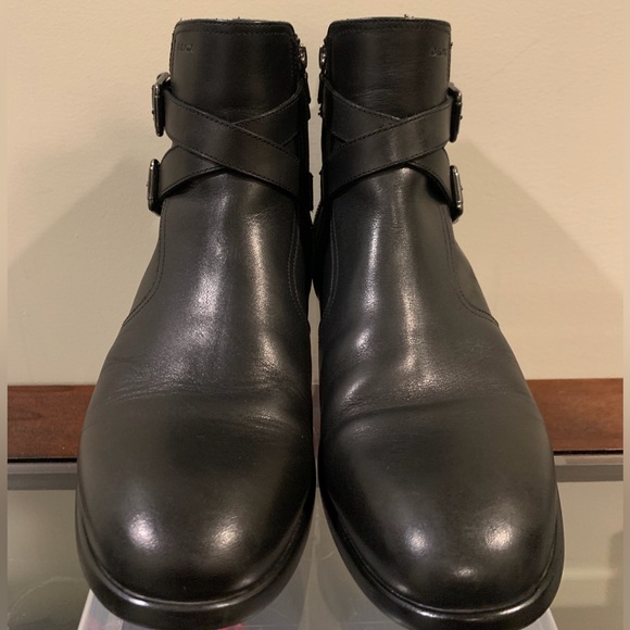 GEOX Black Leather Ankle Dress Boots with Side Zipper - Picture 2 of 6